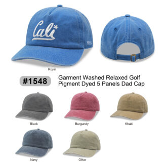 5 Panels Garment Washed Relaxed Golf Pigment Dyed Dad Cap (1548)