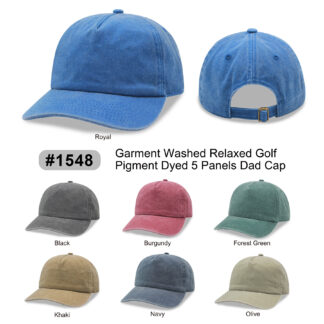5 Panels Garment Washed Relaxed Golf Pigment Dyed Dad Cap (1548)