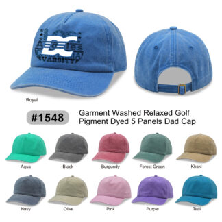 5 Panels Garment Washed Relaxed Golf Pigment Dyed Dad Cap (1548)