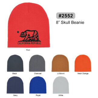 8" Skull Acrylic Beanie (2552)