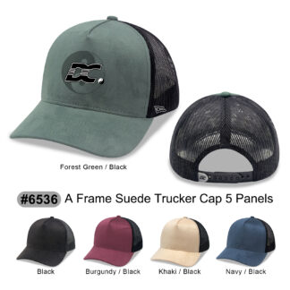 5 Panel A Frame Suede Trucker Cap (6536)