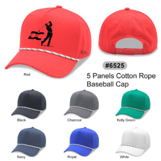 5 Panel High Profile AFrame Golf Cap w/Rope (6525)