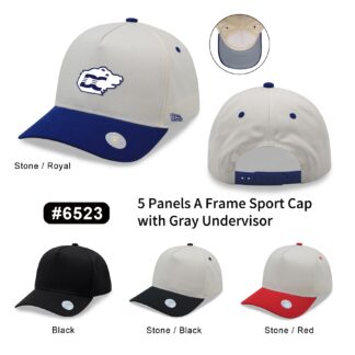 5 Panels 2Tone Snapback Cap w/ Gray Underbrim (6523)