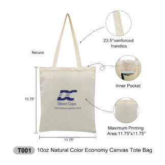 10oz Economy Canvas Tote Bag (T001)