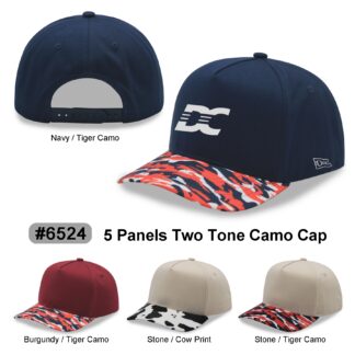 5 Panel Two Tone Camo Cap (6524)