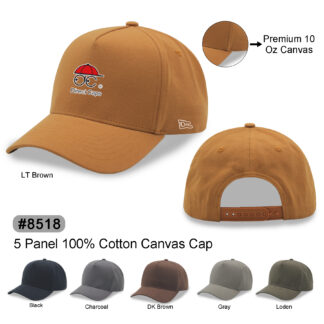 5 Panel 100% Cotton Canvas Cap (8518)