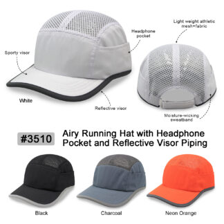 Quick Dry Airy Running Hat w/ Headphone Pocket (3510)