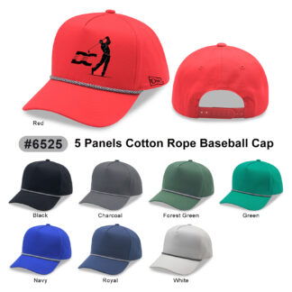 5 Panel High Profile AFrame Golf Cap w/Rope (6525)