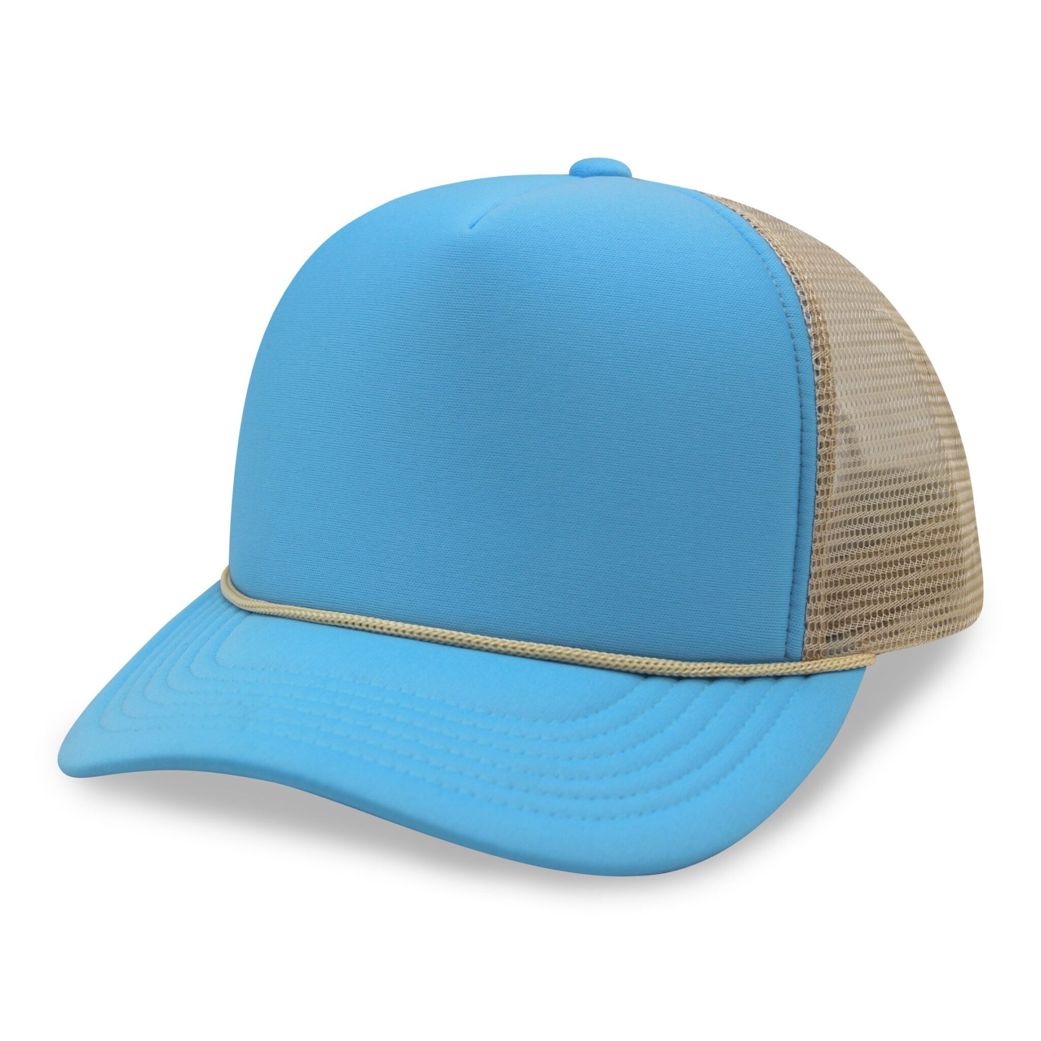 5 Panel High Profile Foam Mesh Back Trucker Cap w/Rope (F529)